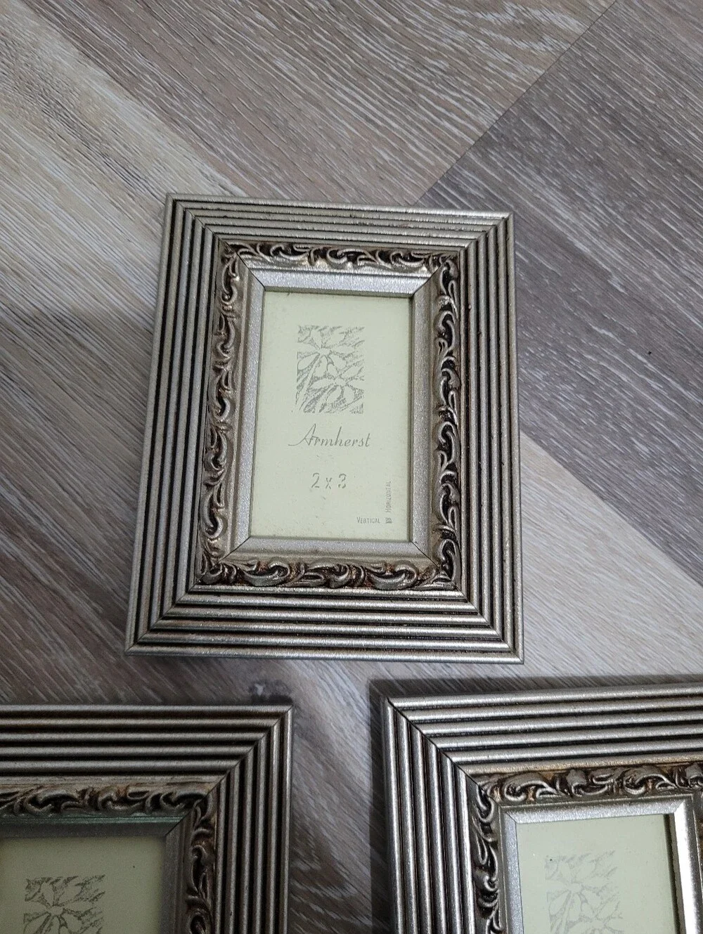 Set Of 3 Small 2x3 Frames Gold Tone Ornate Picture Frames